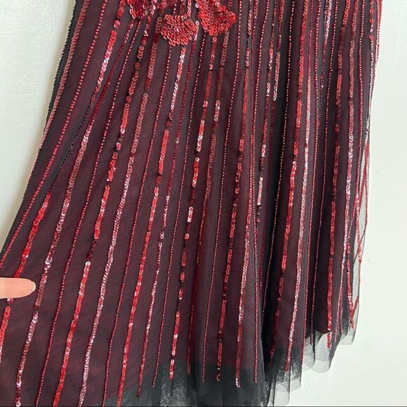 Parker Black Abba Sequin High Low Dress Black Red Size 0 - Picture 11 of 15